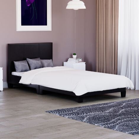 Lisbon 3ft Single Faux Leather Bed Frame, 90 x 190 cm, Black