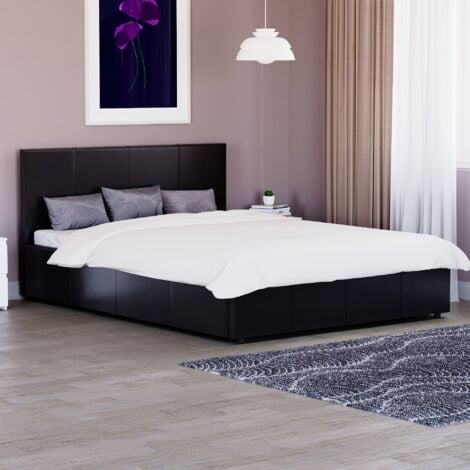 Lisbon 4ft6 Double Faux Leather Ottoman Bed Frame, 135 x 190 cm, Black