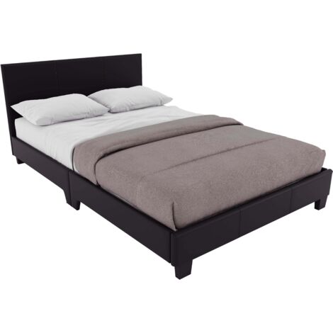 Lisbon 5ft King Size Faux Leather Bed Frame, 150 x 200 cm, Black