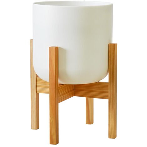 Lisbon Pot and Stand - Ceramic - L20.5 x W20.5 x H34.5 cm - White