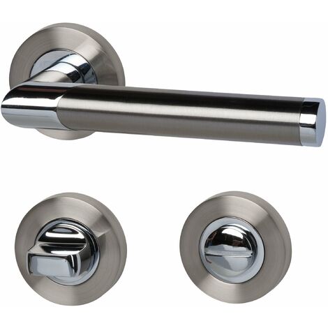 LISBONA Alpertec - R cromo/satinato bagno a colori in acciaio inox per porte del bagno con barriera blindature pulsante set maniglia porta guarnizioni, 88022020
