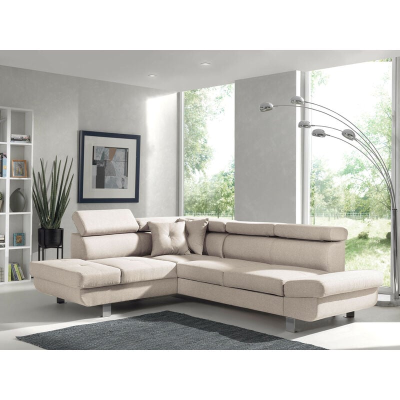 Bestmobilier - Lisbona - canapé d'angle gauche convertible - 5 places - avec têtières