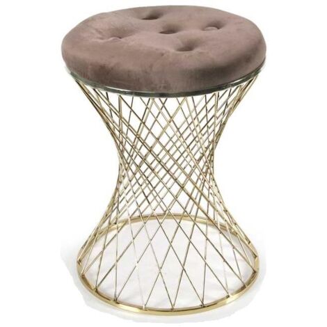 LISBONA SGABELLO CON STRUTTURA IN METALLO ORO SEDUTA IMBOTTITA 35XH47 CM MARRONE