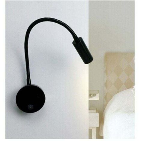 Liseuse de chevet LED 3W Liseuse LED Cygne flexible (Noir) Applique murale Liseuse LED avec interrupteur Blanc chaud 3000K Moderne 3076cm
