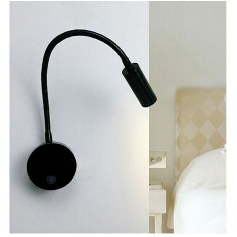Liseuse de chevet LED 3W Liseuse LED Cygne flexible (Noir) Applique murale Liseuse LED avec interrupteur Blanc chaud 3000K Moderne 3076cm