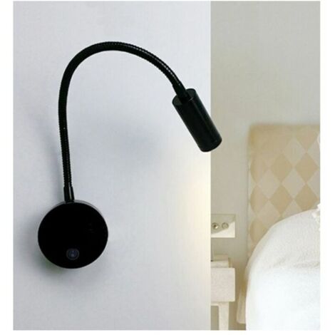 Liseuse de chevet LED 3W Liseuse LED Cygne flexible (Noir) Applique murale Liseuse LED avec interrupteur Blanc chaud 3000K Moderne 3076cm
