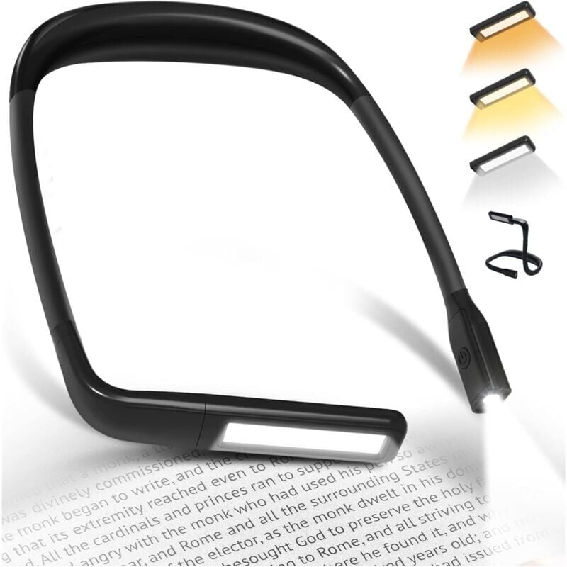Beijiyi - Liseuse Lampe de Lecture de Cou - Rechargeable Lampe Lecture au Lit, 3 Couleurs Liseuse led Flexible Lampe Tour de Cou pour Livre Tricoter