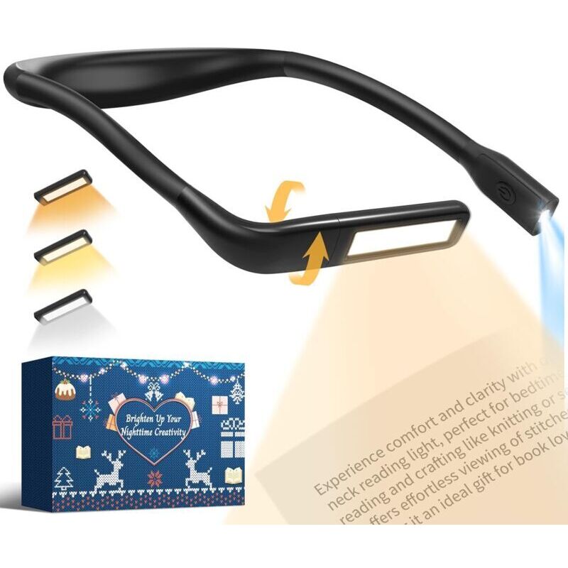 Liseuse Lampe de Lecture de Cou - Rechargeable Lampe Lecture au Lit, 3 Couleurs Liseuse LED Flexible Lampe Tour de Cou pour Livre Tricoter Couture