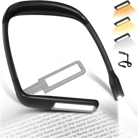HEYTEA Liseuse Lampe de Lecture de Cou - Rechargeable Lampe Lecture au Lit, 3 Couleurs Liseuse LED Flexible Lampe Tour de Cou pour Livre Tricoter Couture Camping Réparation, Cadeau Femme Homme Lecteur Ado