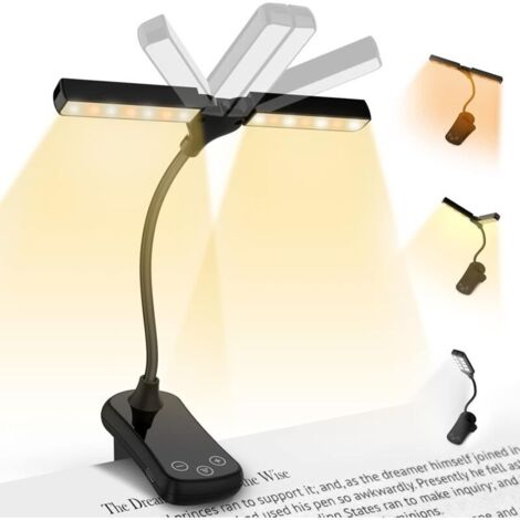 Liseuse Lampe de Lecture pour Lire au Lit - Mini Lampe Tactile Lecture à Double Tête 14 LEDs Rechargeable Lampe Pince Gradation Progressive & 3 Modes Idee Cadeau Anniversaire Homme Femme Fille Garcon