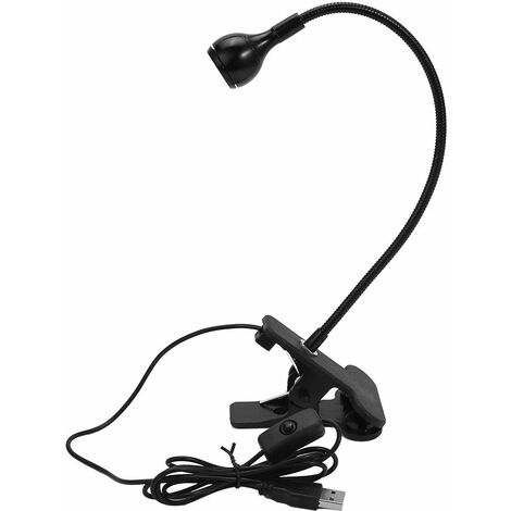 DIGITALAB Liseuse LED Lampe de Lecture Portable avec Pince Clip Flexible Col de Cygne USB Chargé Livre Lampe de Table Noir
