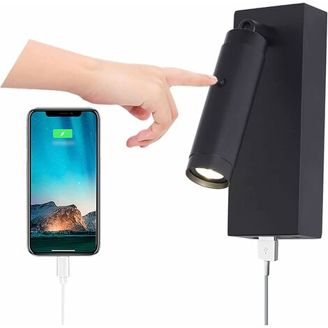 Applique liseuse murale led chargeur usb Iphone et Smartphone