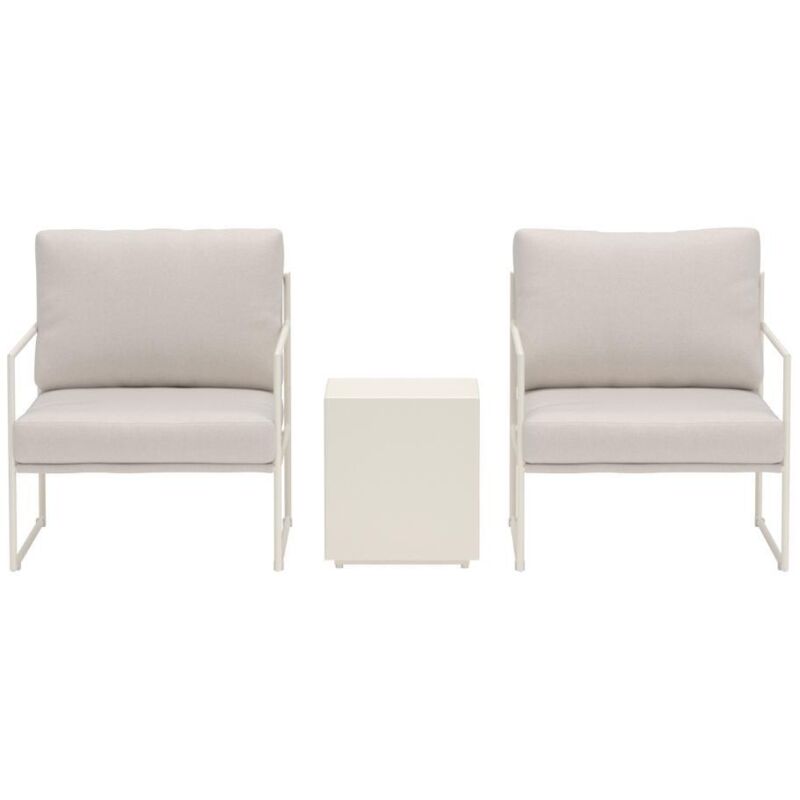 Ebuy24 Lissabon Loungeset 1 Tisch, 2 Loungesessel Beige.