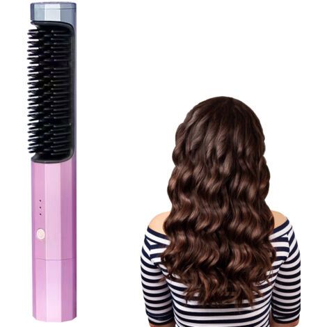 Lisseur 3 Températures avec Brosse pour Cheveux Secs et Mouillés - Protection Anti-Chaleur, Dégradé Violet
