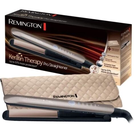 Lisseur à chaleur 160°C – Technologie de protection des cheveux – Capteur d'humidité – Plaques en céramique avancée – Bronze – Remington