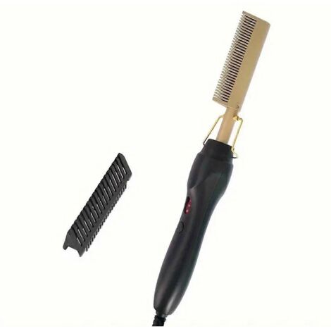 Lisseur à cheveux avec peigne, fer à lisser et à boucler pour cheveux secs et humides, prise UE --
