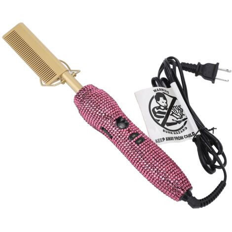 Lisseur à Paillettes Chauffage Rapide, Brosse Lissante pour Coiffure, Prise US 110V Rouge Rose