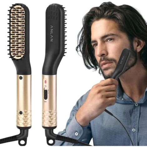 Lisseur Barbe, Brosse Lissante Multifonctionnel Peigne Chauffante Température Réglable Anti-Brûlure Peigne Lissant Barbe