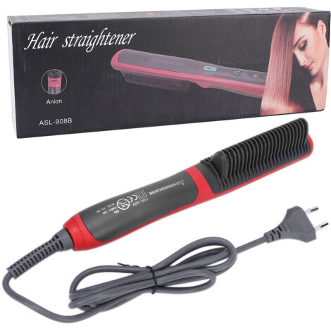 Lisseur Brosse à Cheveux Chauffage Rapide, Température Réglable, Portable, Peigne Lissant 220V