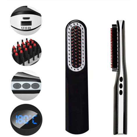 Lisseur de barbe rapide pour hommes, styler sans fil, lisseur multifonctionnel sans fil, rechargeable par USB,