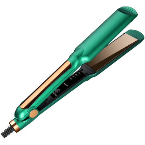 Lisseur et Boucleur 4 Températures pour Cheveux Secs ou Mouillés, Fer à Lisser et Boucler, Prise US 110V‑220V, Vert