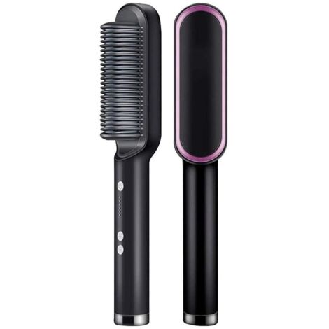 Lisseur et Boucleur Électrique Professionnel 2 en 1 - Brosse Lissante et Fer à Boucler avec 5 Températures Réglables