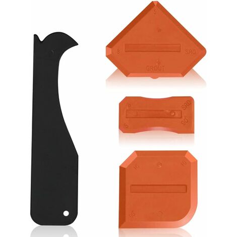 Lisseur Joint Silicone Outils de Calfeutrage 4 Pieces Outil D'étanchéité Kit Coulis Lissage Grattoir Rretrait Scellant Extracteur de Calfeutre Finition Applicateur pour Salle de Bain Cuisine