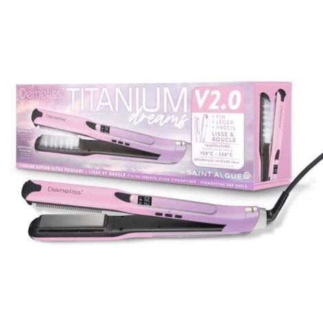 Lisseur vapeur - SAINT ALGUE - Demeliss TITANIUM V2.0 - Coloris Exclusif Rose/Violet - Lissage Haute Performance