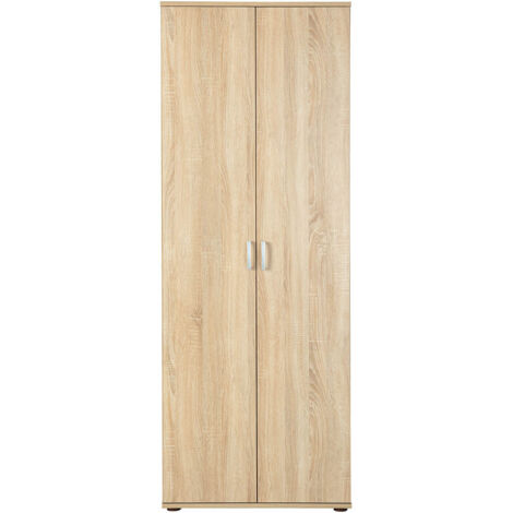 LIST - Armoire 2 Portes 6 Compartiments Aspect Bois