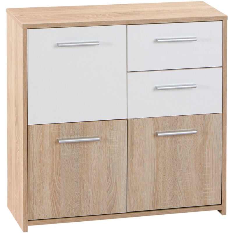 Altobuy - list - Meuble de Rangement 3 Portes 2 Tiroirs Aspect Bois