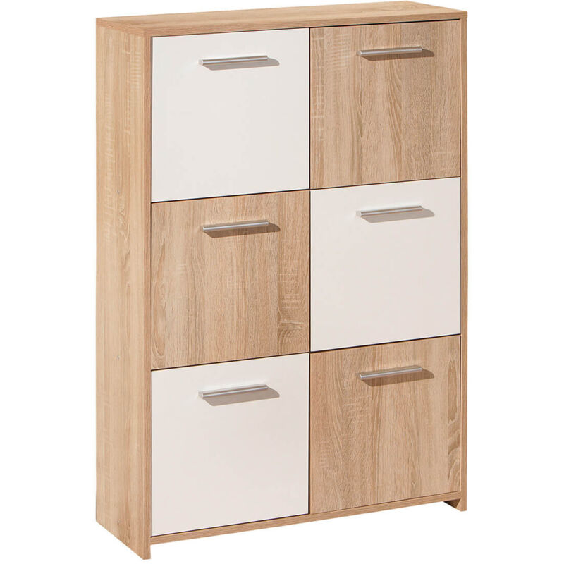 List - Meuble de Rangement 6 Portes Aspect Bois