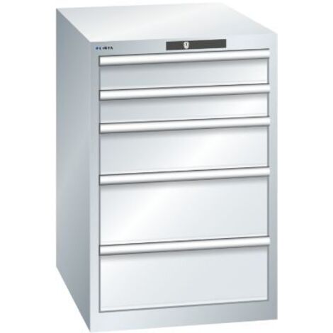 Lista Schubladenschrank, 5 Schubladen - BxTxH 564 x 724 x 850 mm, lichtgrau