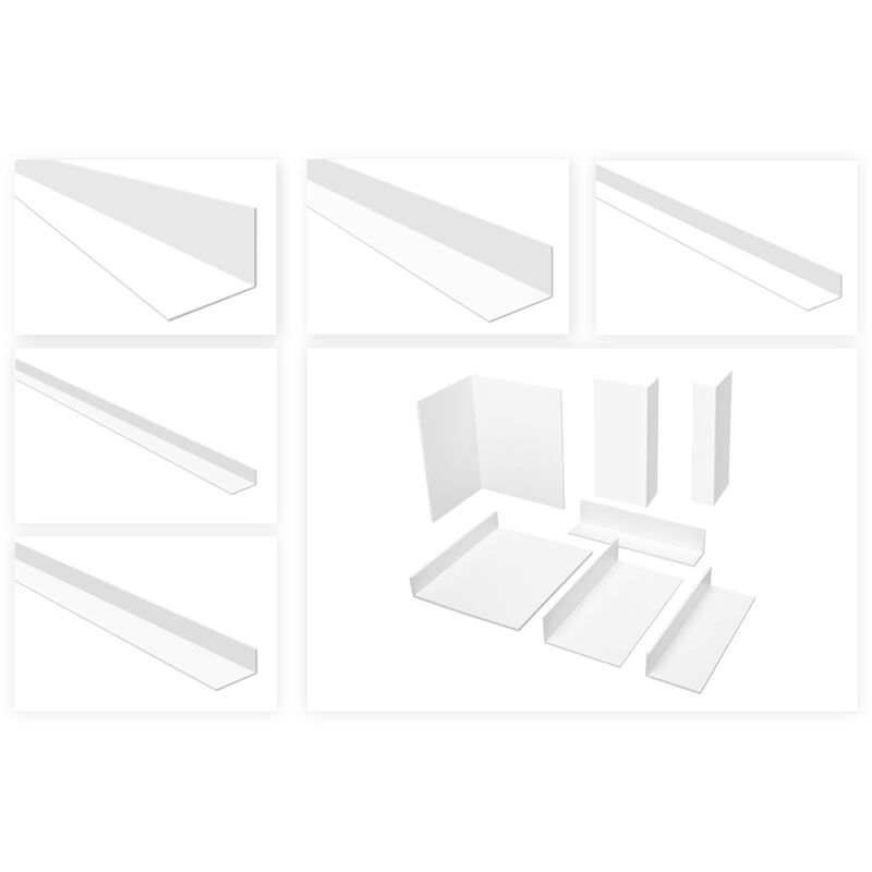 Image of Listelli angolari PVC bianco 2m - irregolari, spessore da 2 a 4mm - HJ: 50x30 mm, 2.5 mm