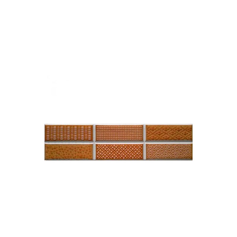 Listello greca decoro in ceramica ricamo arancio 5X20 cm rivestimento bagno