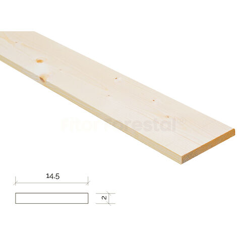Listón de madera de abeto canto vivo 2x14,5x240cm (5 ud)
