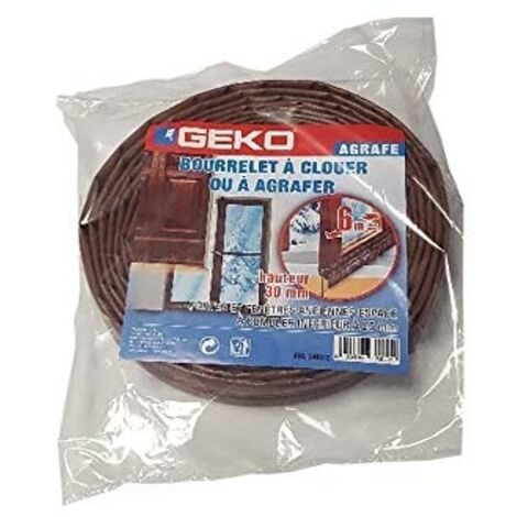 Listón de PVC para clavar o grapar, para puertas y ventanas, 6m x 30mm, marrón.
