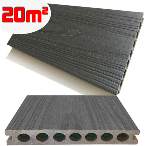 Listone WPC 3D SUPRAM HD 20m² co-estruso per pavimentazione decking colore Grigio effetto legno 138x2200mm spessore 22mm