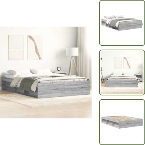 Listones de madera - vidaXL Estructura de cama Sonoma gris 120x200 cm - Almacenamiento extra