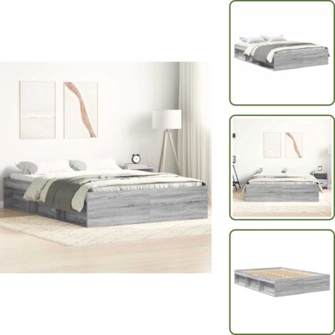 Listones de madera - vidaXL Estructura de cama Sonoma gris 140x200 cm - Almacenamiento extra