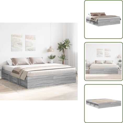 Listones de madera - vidaXL Estructura de cama Sonoma gris 200x200 cm - Almacenamiento extra