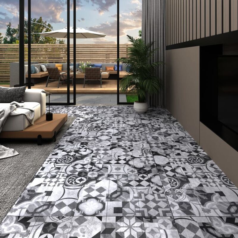 Image of Listoni Pavimento in pvc 4,46 m² 3 mm Autodesivi Multicolore colore : Motivo grigio