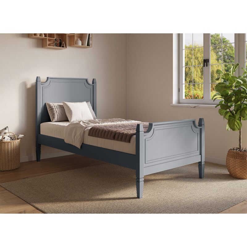 Deco In Paris - pauline - Lit 1 personne en bois gris pauline 90 x 190 cm