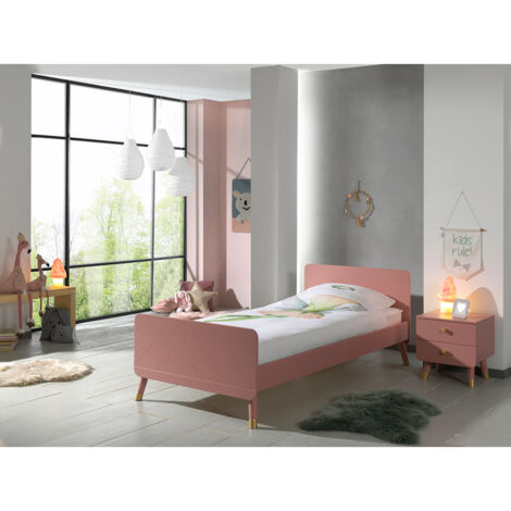 Lit 1 place 90x200 cm avec sommier et chevet blanc - GAMAY
