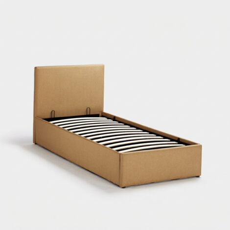 IDIMEX Lit Simple Pour Adulte Ou Enfant Biarritz Couchage 90 X 190 Cm 1 Place 1 Personne Avec Sommier Et Pieds En Metal Chrome Revetement En Tissu Capitonne