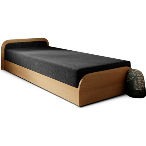 Lit 1 place avec coffre de rangement Parko – Confort et Praticité Coté droit-Marron/Noir-Modéle Coté droit