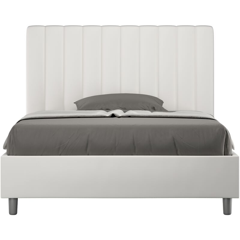 Lit 1 place et demi Agueda 120x210 avec sommier blanc - Blanc