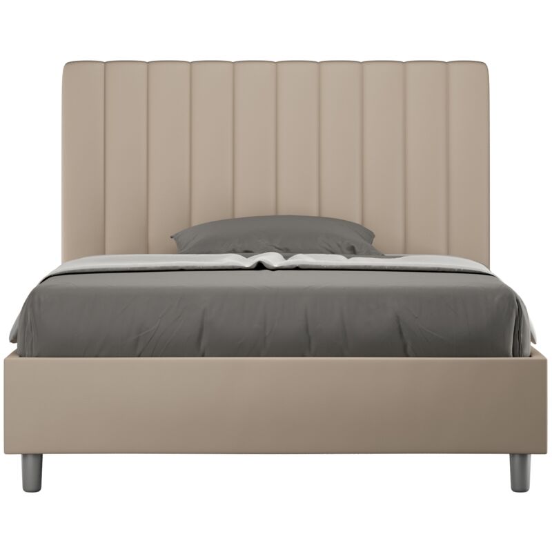 Lit coffre 1 place et demi Agueda 120x210 avec sommier relevable taupe - Taupe
