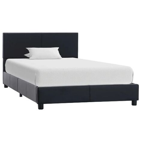 Lit 1 place simili cuir noir Nyam 90x200 cm