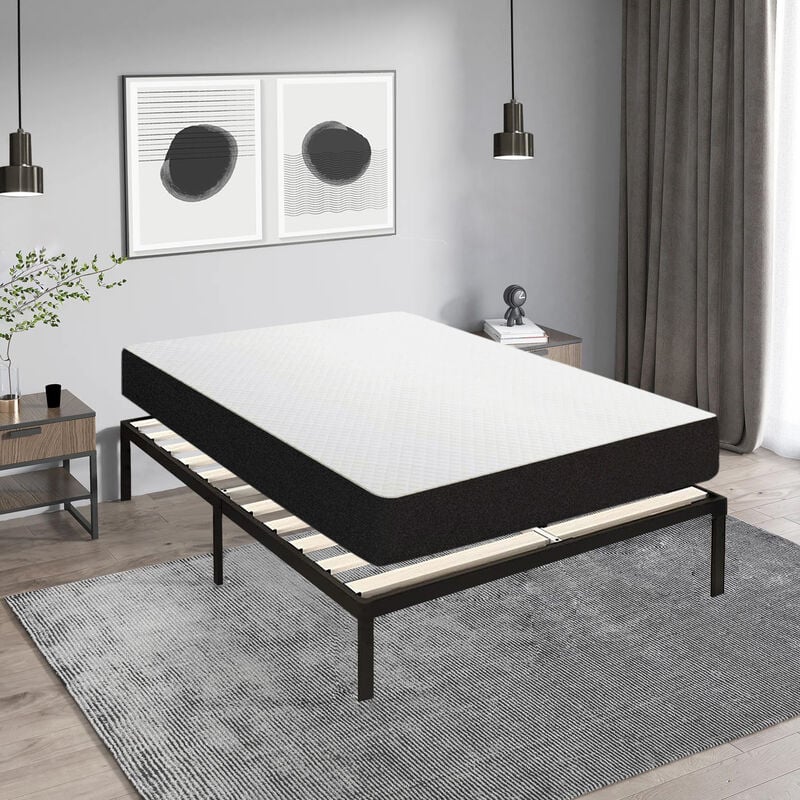 Fabriqué en Europe) Lit Ensemble Matelas et Sommier 160x200 cm - Matelas 160x200x26cm Mémoire de Forme - Sommier 160x200cm avec Pieds (Deux colis)