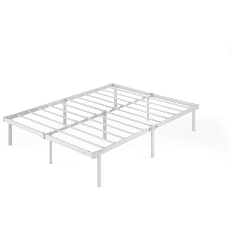 Zinus - Noah Lit 2 personnes, Lit 140x190 cm, Cadre de lit en métal - Lit pliable avec des lattes, Hauteur 35 cm, Blanc